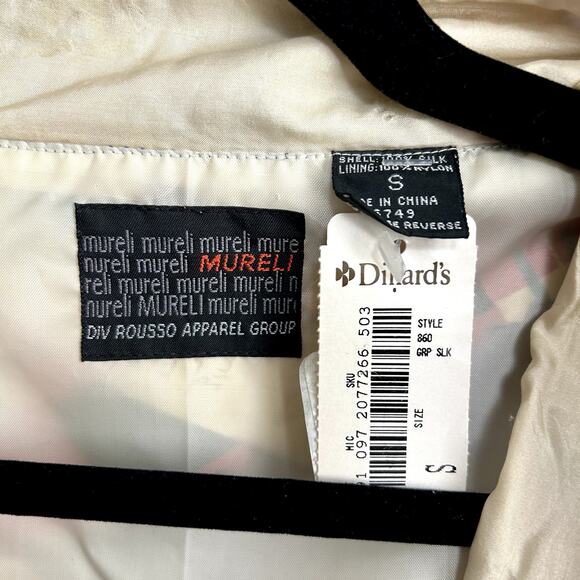 NWT Vintage 90s Silk Statement Bomber Convertible Vest Geometric Patchwork S - Picture 8 of 16